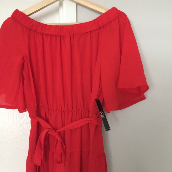 New York & Company Off-The-Shoulder Red Maxi Dress - Size S - Picture 3 of 12